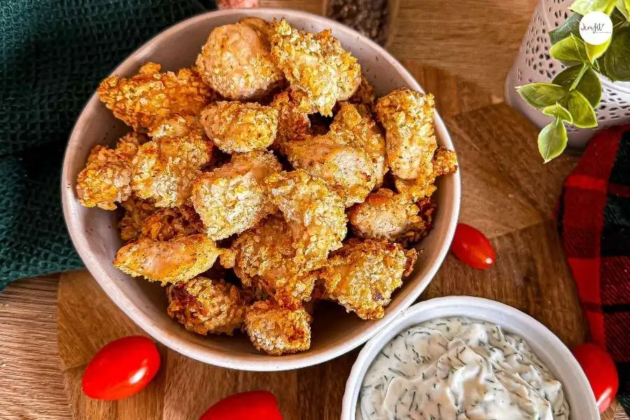 kurczak ala popcorn z sosem czosnkowym